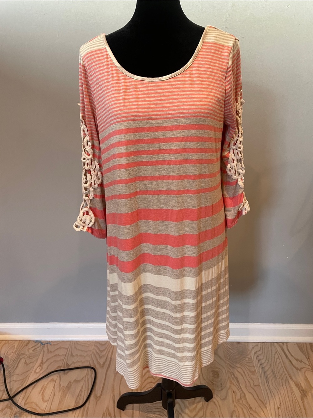Summer peach and cream dress